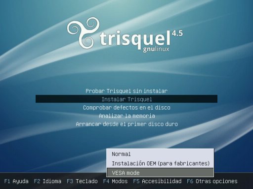 Vesa mode nomodeset GNU/Linux trisquel